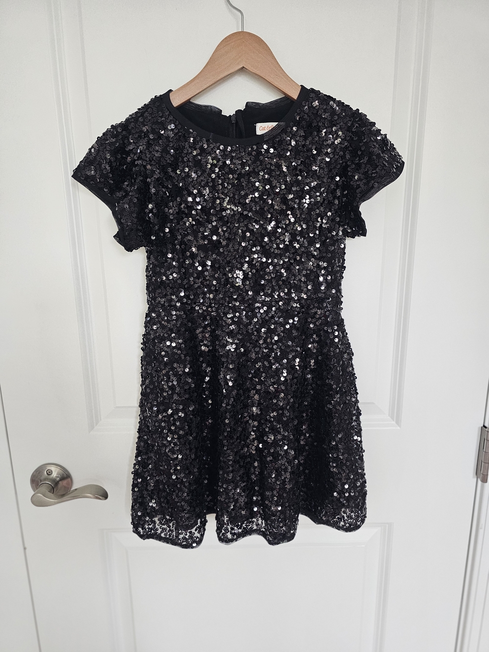 Cat & Jack Black Sequin Short-Sleeve Party Dress